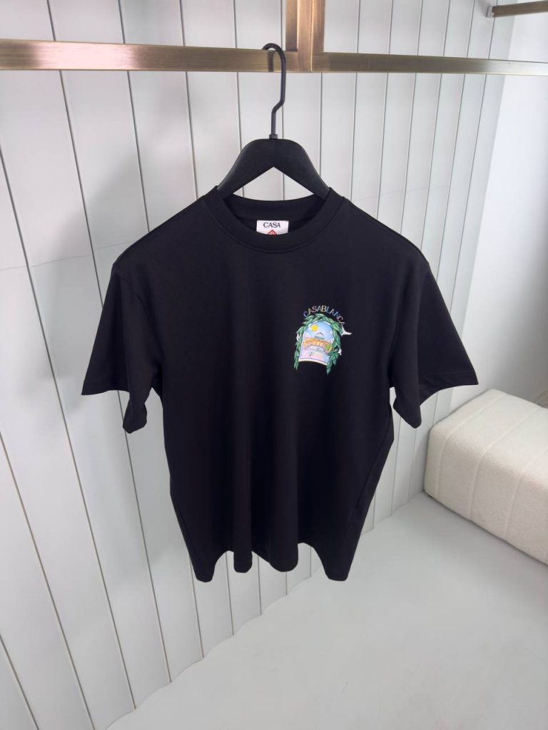 Black casablanca l'arche de tennis cotton tee