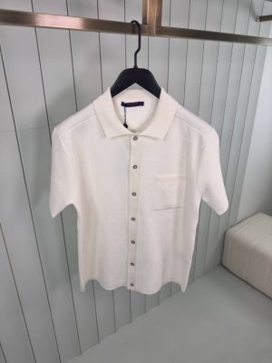 Preorder | White LV monogram embossed mesh polo tee