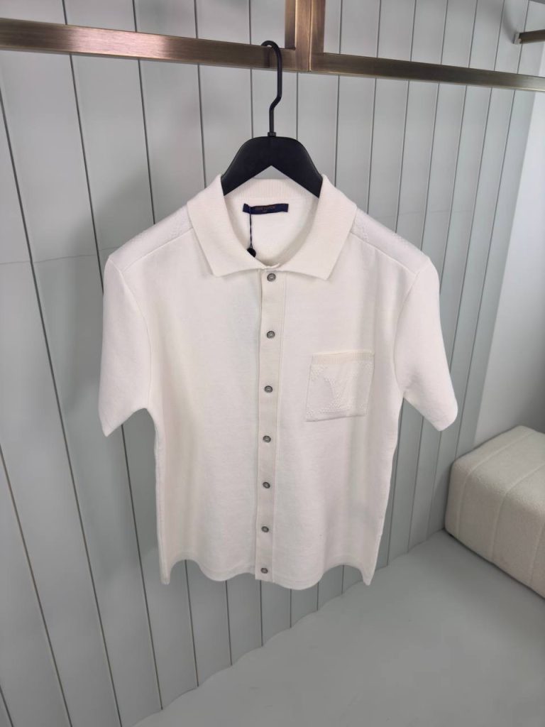 Preorder | White LV monogram embossed mesh polo tee
