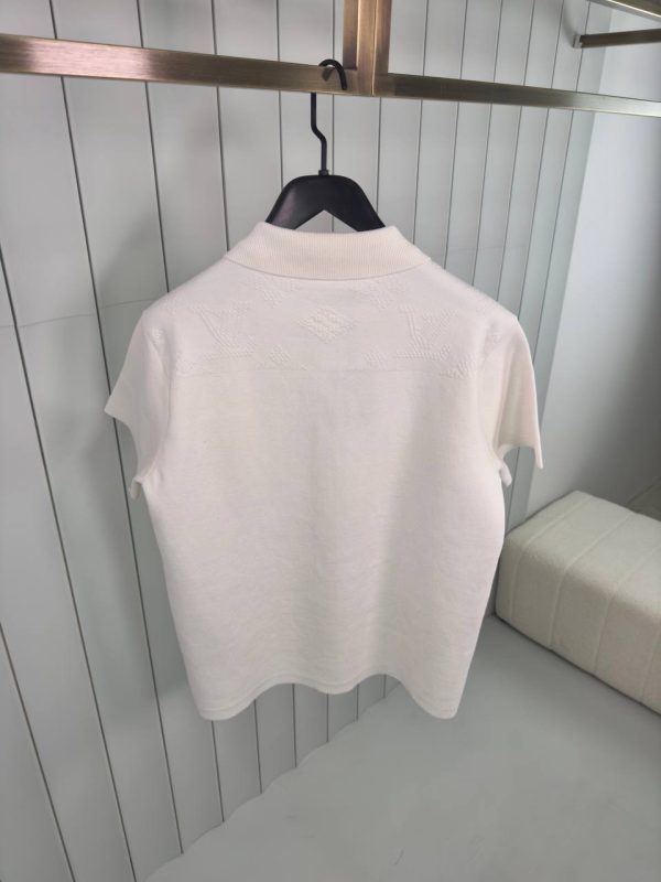 Preorder | White LV monogram embossed mesh polo tee - Image 2