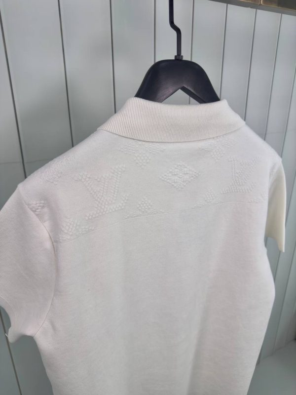 Preorder | White LV monogram embossed mesh polo tee - Image 3