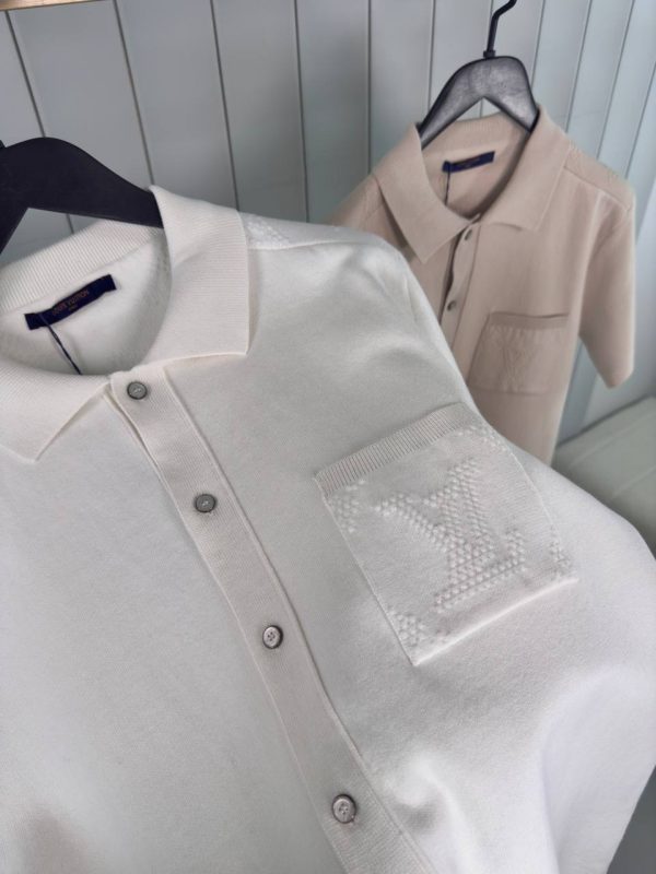 Preorder | White LV monogram embossed mesh polo tee - Image 4