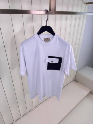White hermes leather pocket cotton tee