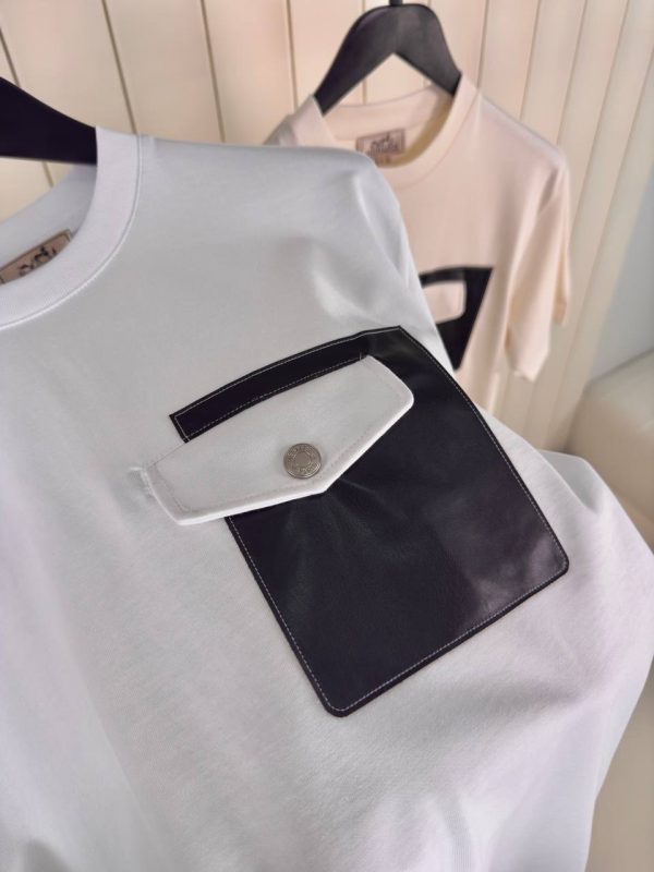 White hermes leather pocket cotton tee - Image 2