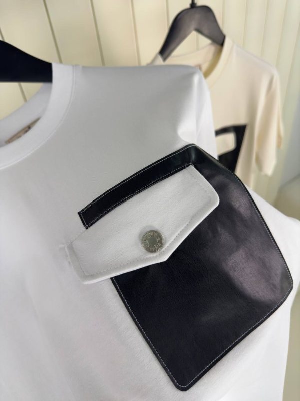 White hermes leather pocket cotton tee - Image 3