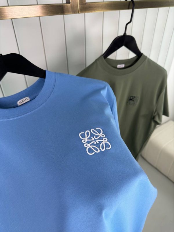 Blue loewe embroidered logo cotton tee - Image 3