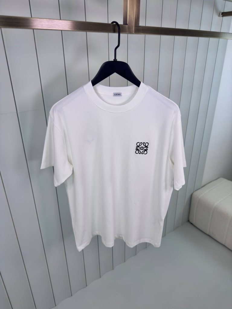 White loewe embroidered logo cotton tee