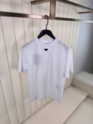 White prada neck logo cotton tee