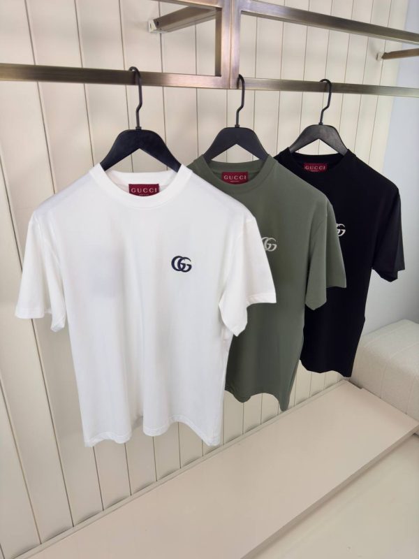 Olive green gucci double G embroidered cotton tee - Image 3