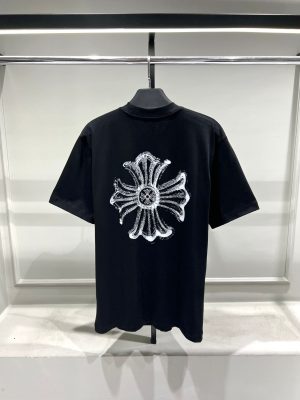 Black chrome hearts crystal cross cotton tee