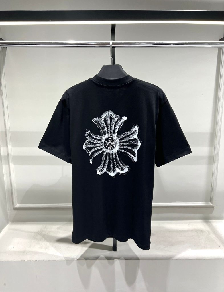 Black chrome hearts crystal cross cotton tee