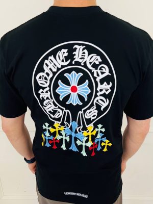 Black chrome hearts cross pattern colors cotton tee