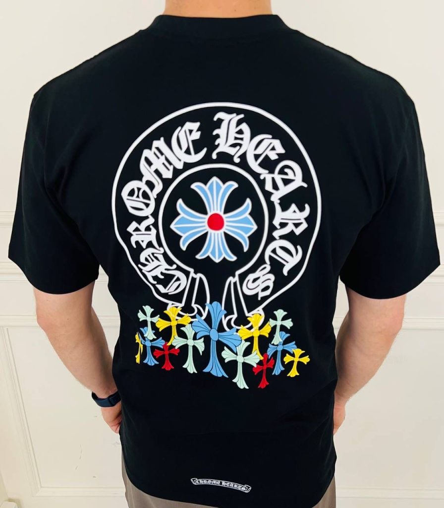 Black chrome hearts cross pattern colors cotton tee
