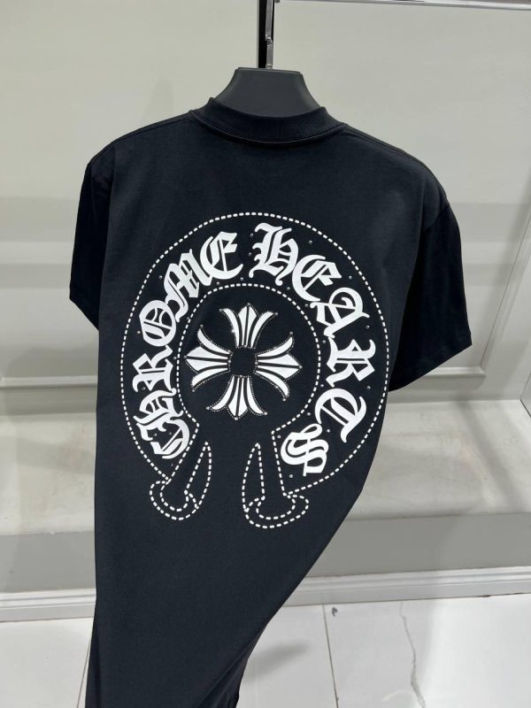 Black chrome hearts dot logo cotton tee - Image 4