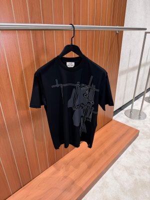 Black hermes harnais en gouache 3D cotton tee