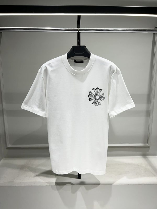 White chrome hearts crystal cross cotton tee - Image 2