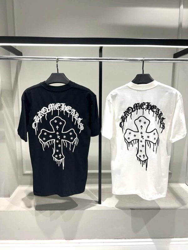 Black chrome hearts gothic cross cotton tee - Image 4