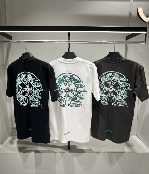 White chrome hearts green logo print cotton tee - Image 3