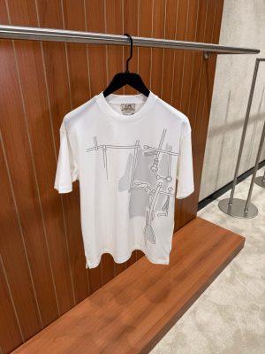 White hermes harnais en gouache 3D cotton tee