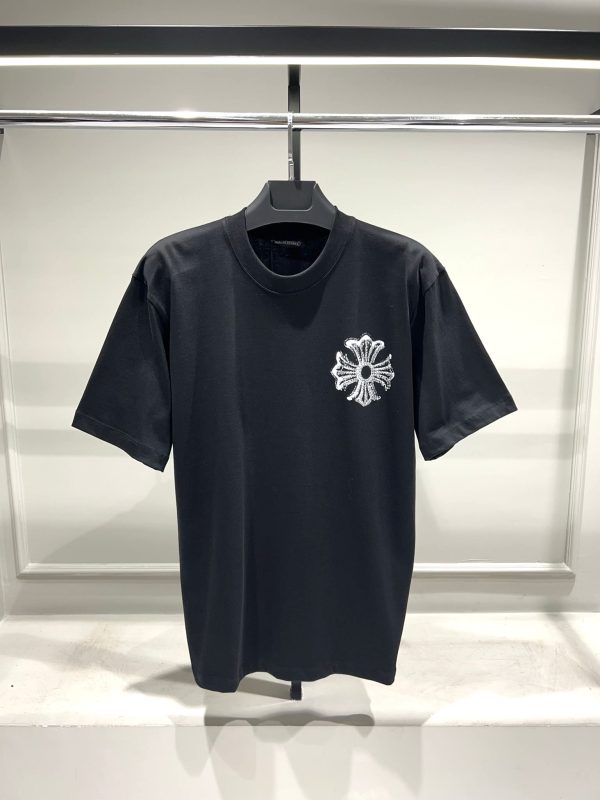 Black chrome hearts crystal cross cotton tee - Image 2