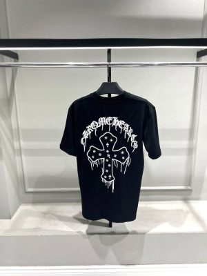Black chrome hearts gothic cross cotton tee