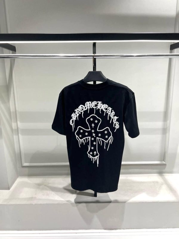 Black chrome hearts gothic cross cotton tee