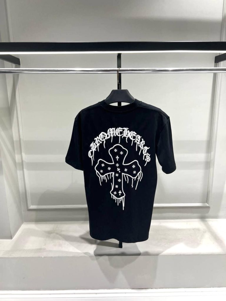 Black chrome hearts gothic cross cotton tee