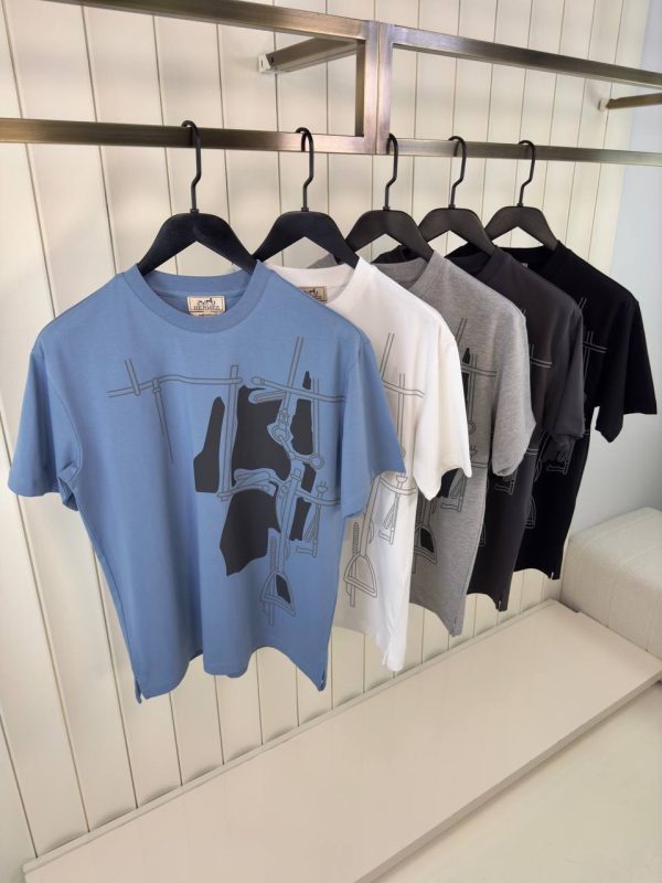 Gray hermes harnais en gouache 3D cotton tee - Image 3