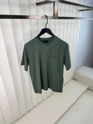 Green prada classic logo relaxed cotton tee