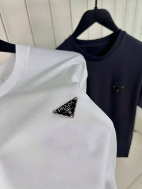 White prada classic logo relaxed cotton tee - Image 2