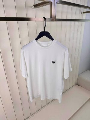 White prada classic logo relaxed cotton tee