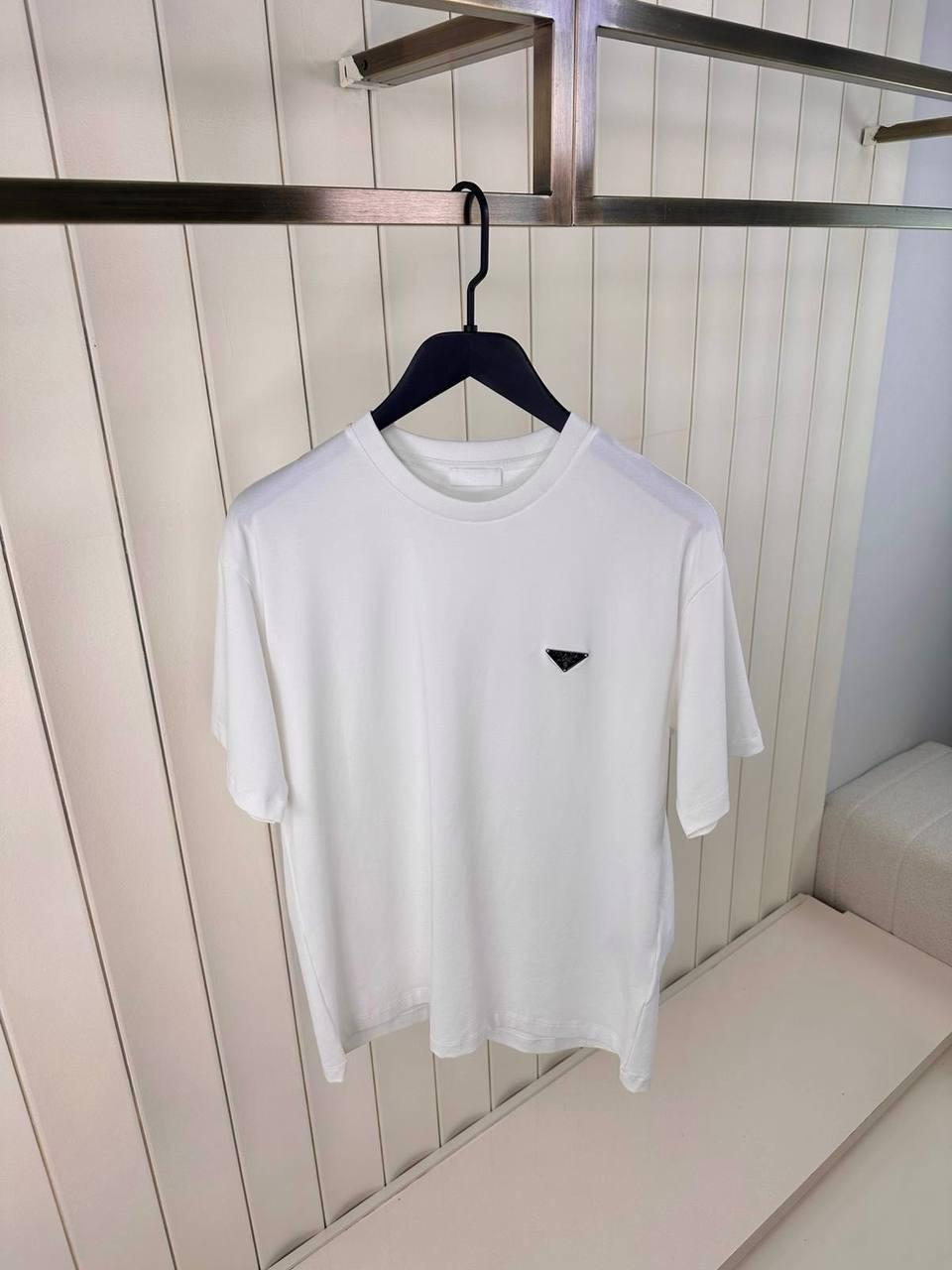 White prada classic logo relaxed cotton tee