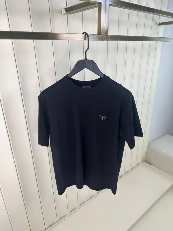 Black prada classic logo relaxed cotton tee