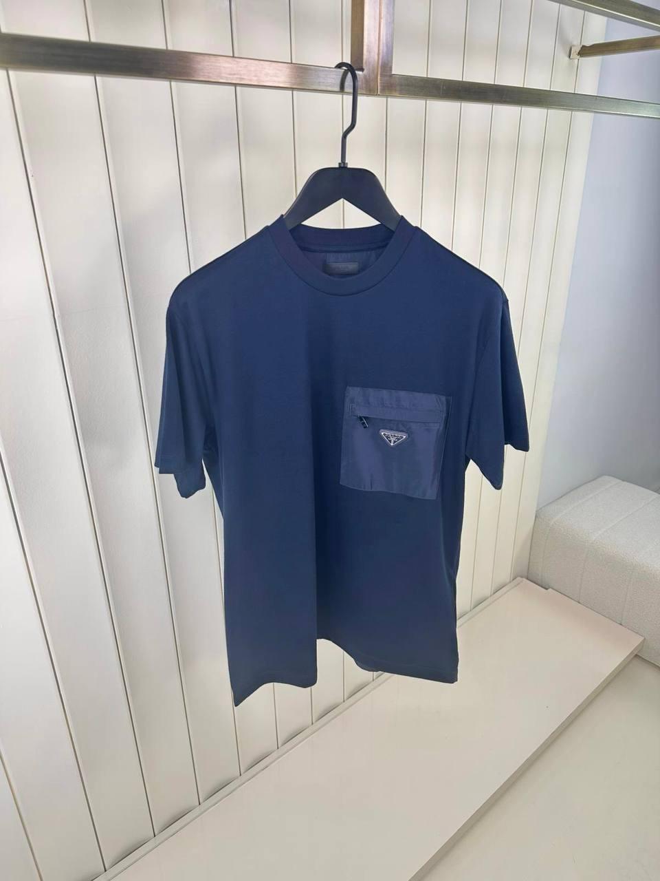 Navy prada Re-nylon jersey cotton tee