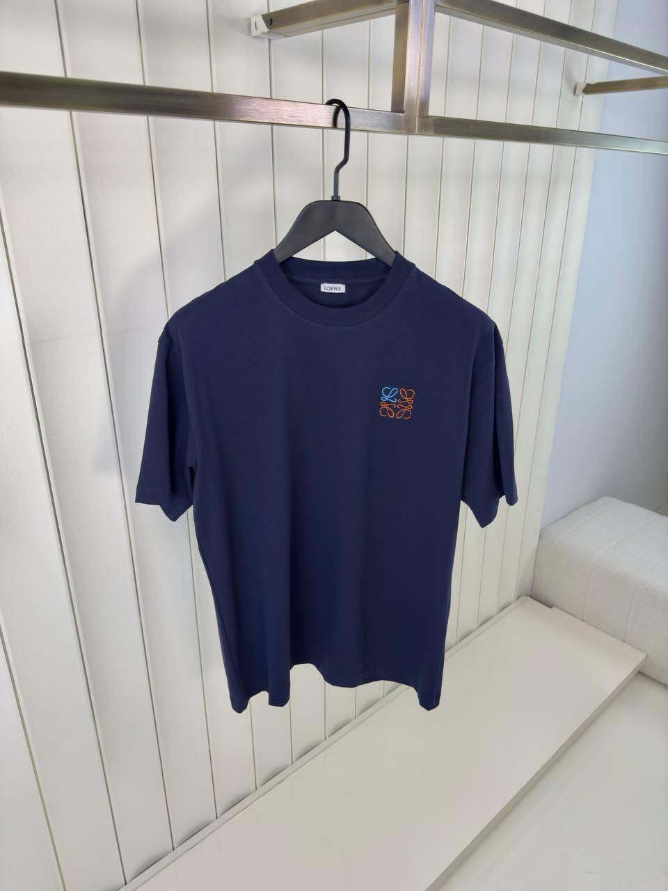 Navy loewe embroidered logo cotton tee