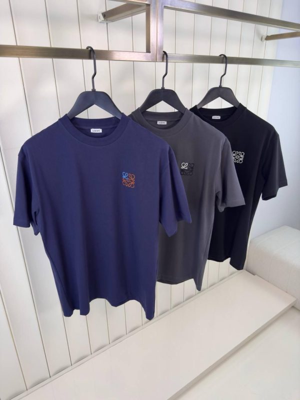 Navy loewe embroidered logo cotton tee - Image 2
