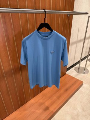 Blue prada logo tone cotton relaxed tee