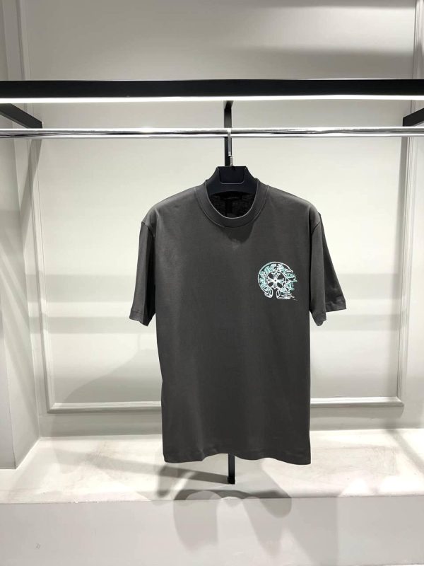 Gray chrome hearts green logo print cotton tee - Image 2
