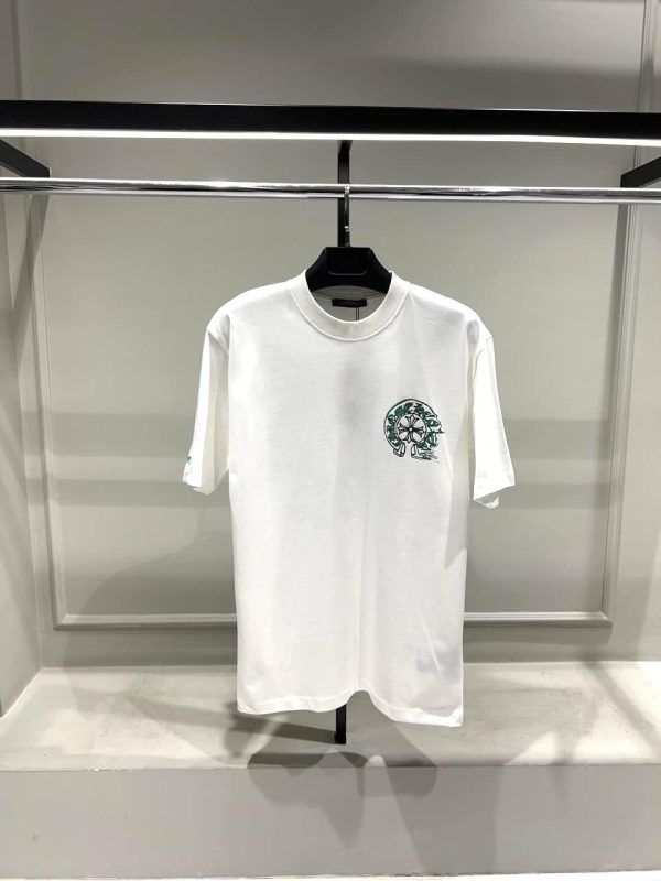 White chrome hearts green logo print cotton tee - Image 2