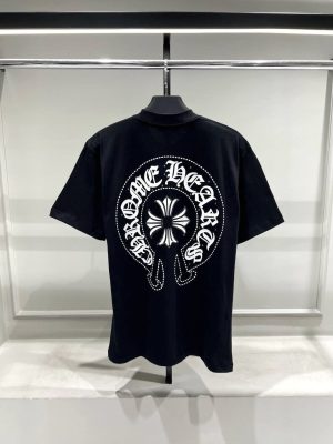 Black chrome hearts dot logo cotton tee