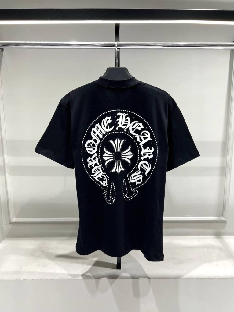 Black chrome hearts dot logo cotton tee