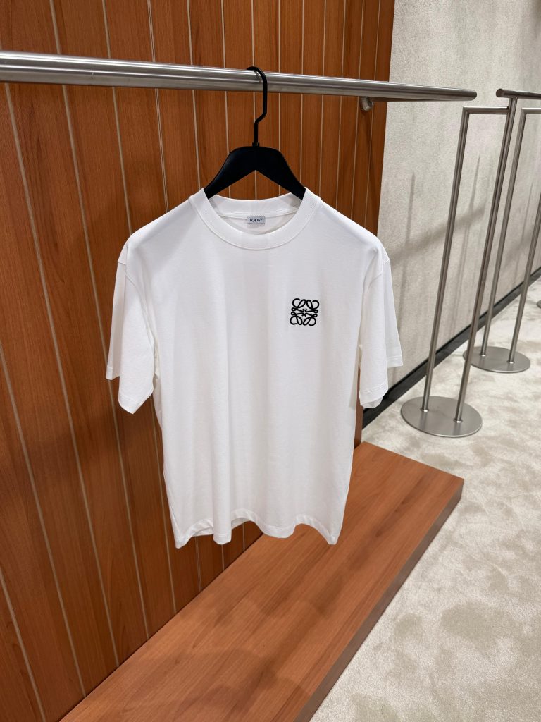 White loewe embroidered logo cotton tee
