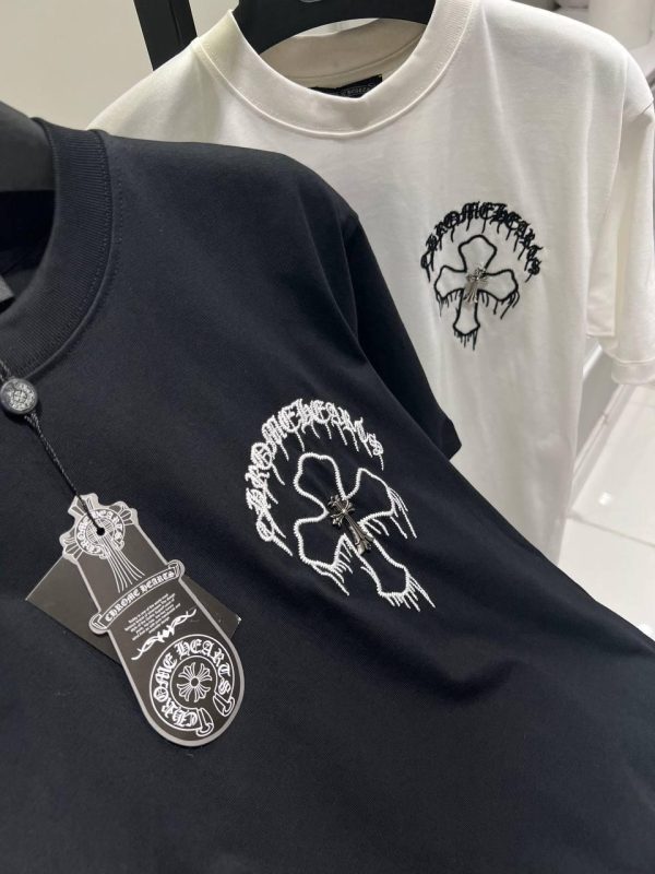 Black chrome hearts gothic cross cotton tee - Image 3