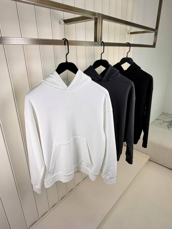 White LV embossed cotton hoodie - Image 6