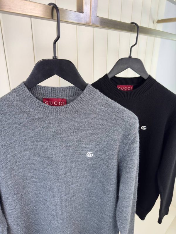 Gray gucci double G embroidered Wool Jumper - Image 3