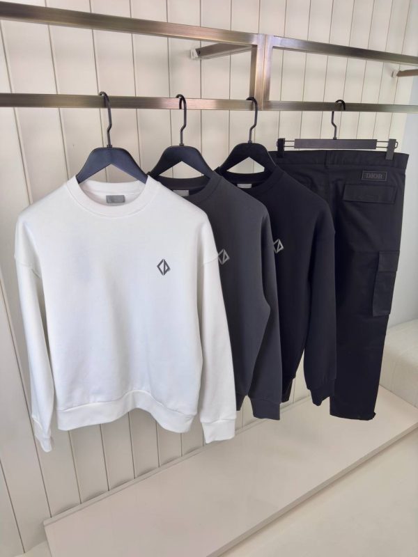 Black dior CD diamond relax cotton Sweatshirt - Image 3