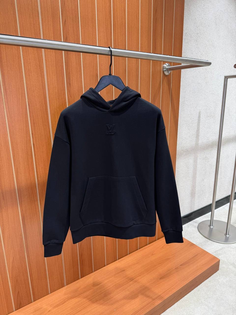 Black LV embossed cotton hoodie