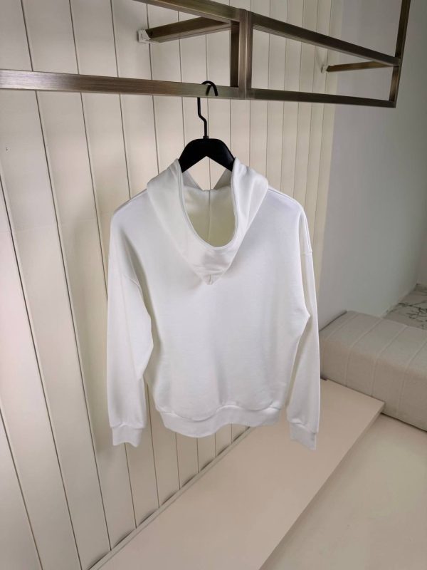 White LV embossed cotton hoodie - Image 3