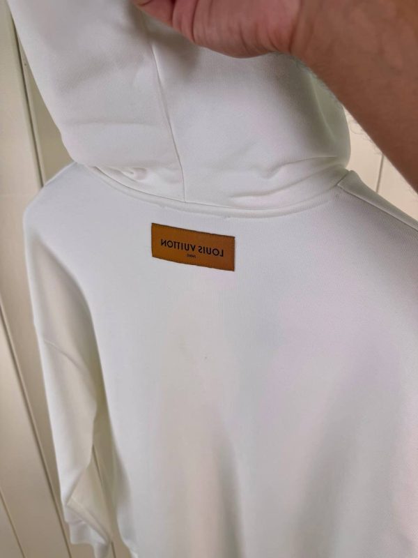 White LV embossed cotton hoodie - Image 4