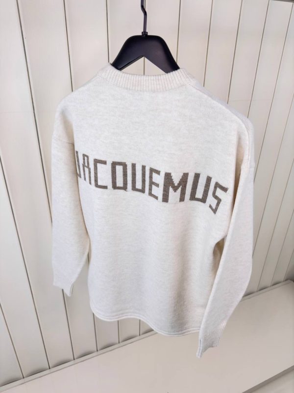 Beige jacquemus the povane knit jacquard logo sweater - Image 3